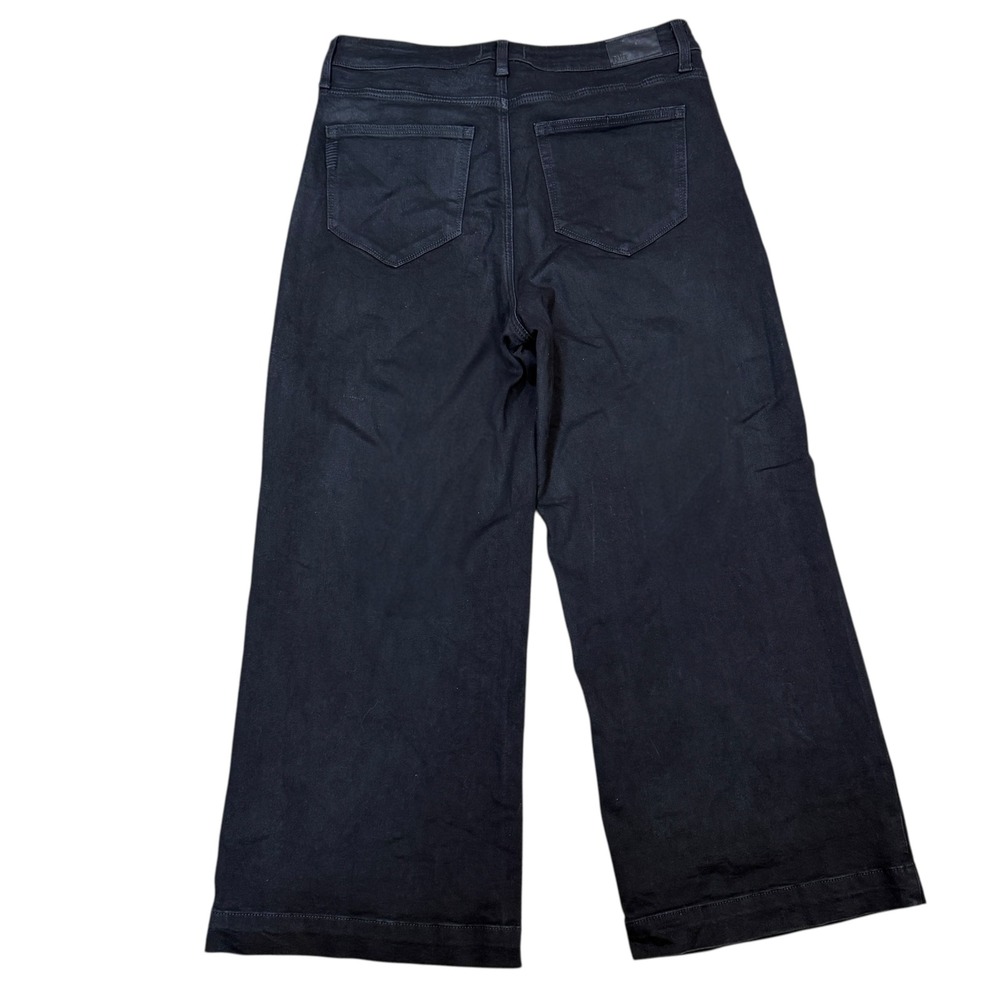 PAIGE Anessa High-Rise Wide-Leg Ankle Jeans Pants Cropped Black Fog Luxe Size 31 - Picture 4 of 11